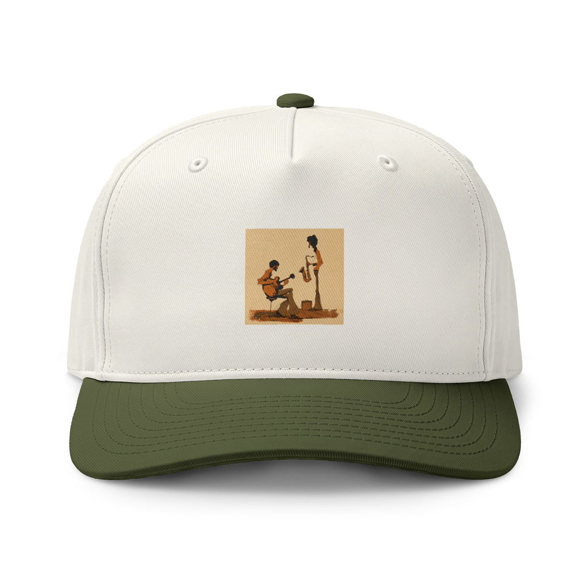 Vintage Street Musician Two Tone Cap, Retro Guitar Hat, Jazz Music Baseball Cap, Music Lover Gift, Indie Musician Trucker Style Hat