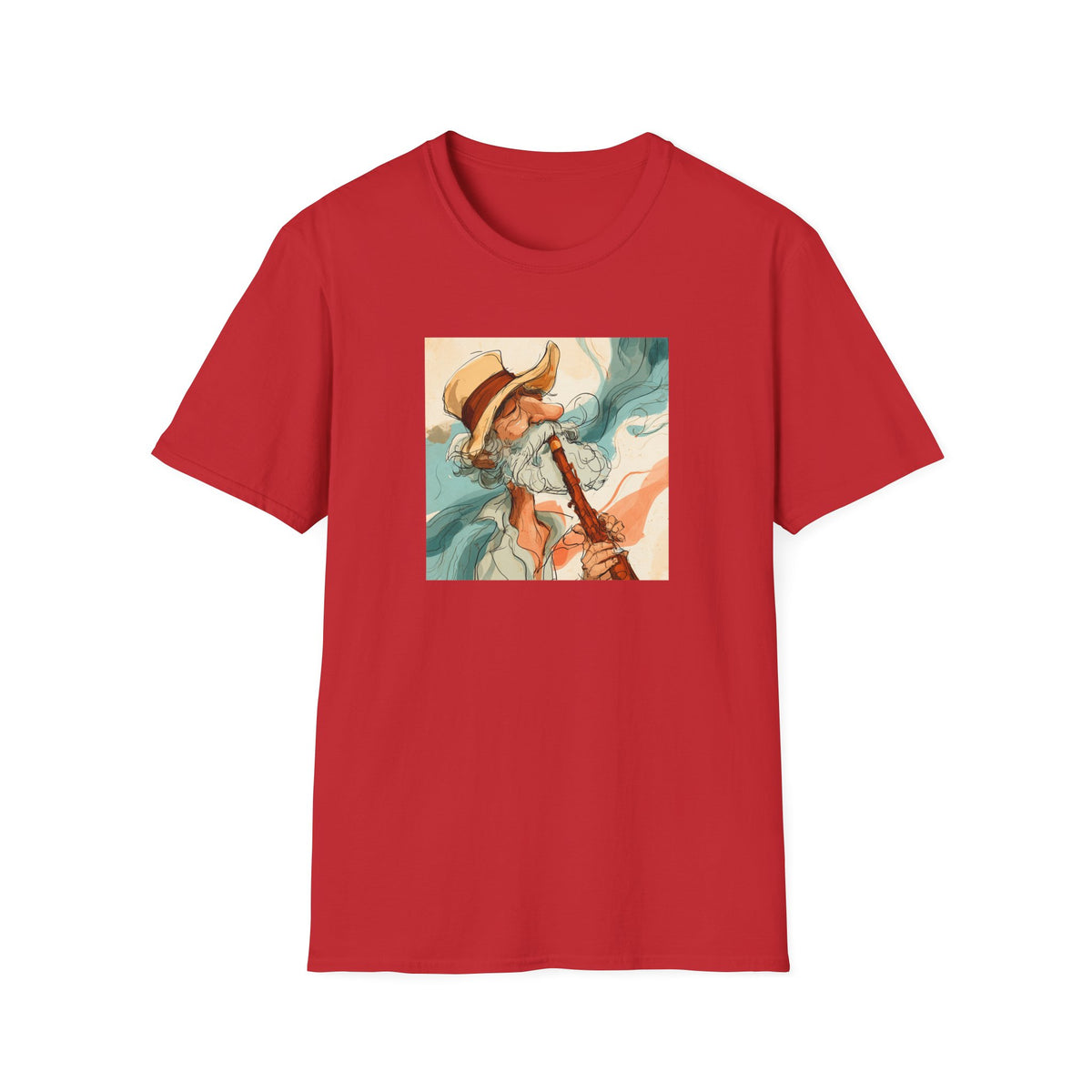 Abstract Coastal Art T-Shirt – Vintage Watercolor Musician Graphic Tee, Retro Boho Fashion, Colorful Artistic Unisex Shirt, Music Lover Gift
