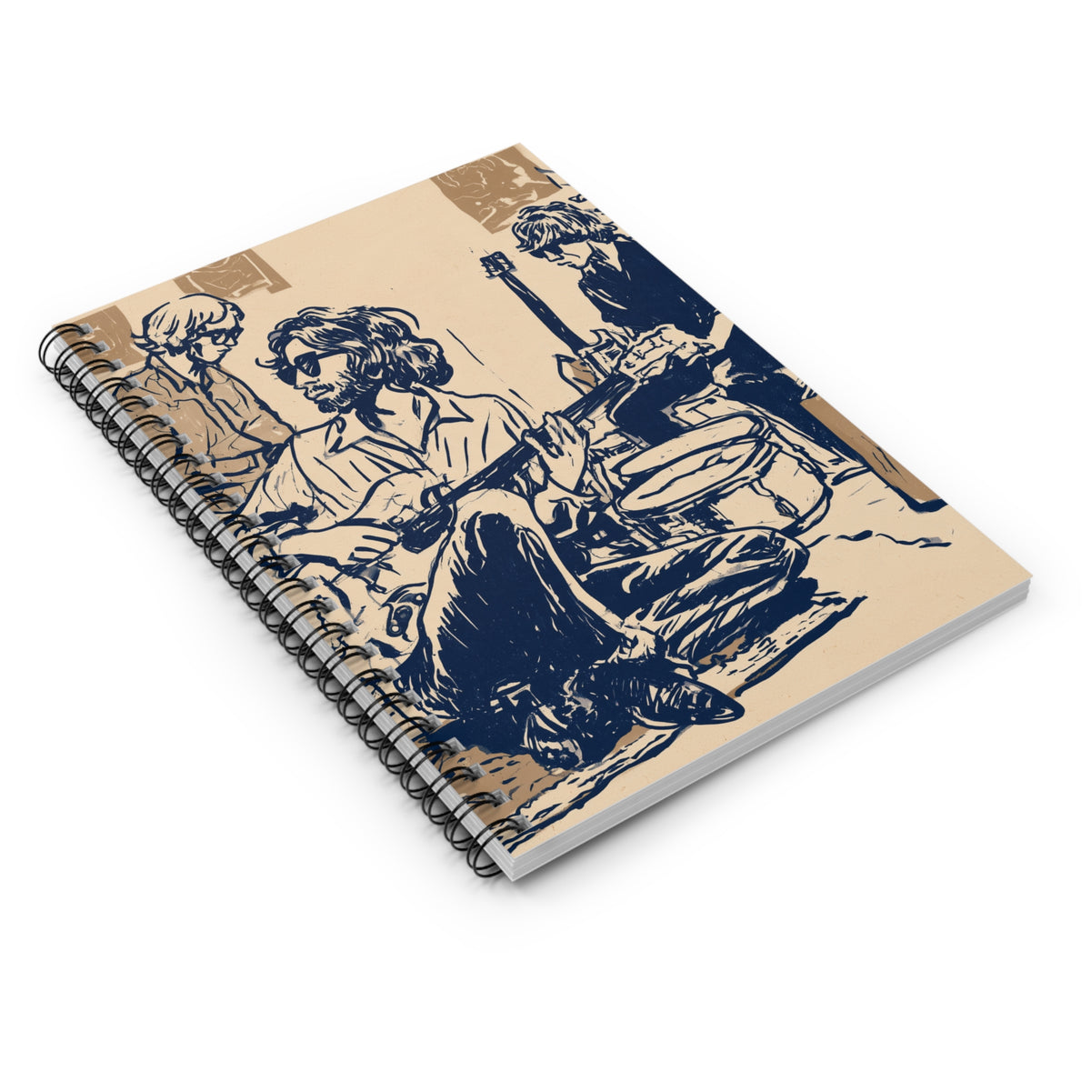 Vintage Band Sketch Spiral Notebook, Retro Music Journal, Guitar Player Notebook, Musician Gift, Indie Band Art Journal, Songwriting Notebook