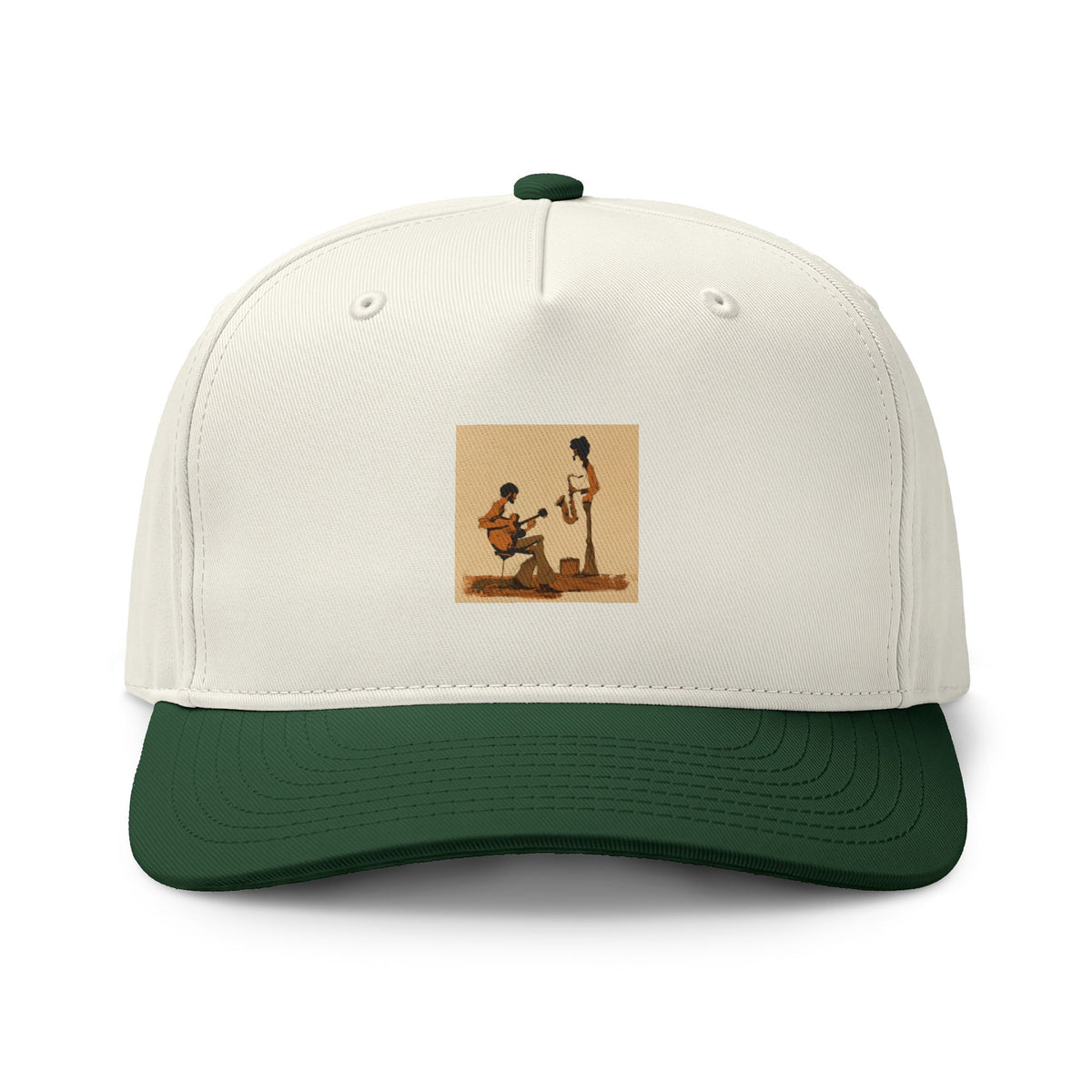 Vintage Street Musician Two Tone Cap, Retro Guitar Hat, Jazz Music Baseball Cap, Music Lover Gift, Indie Musician Trucker Style Hat