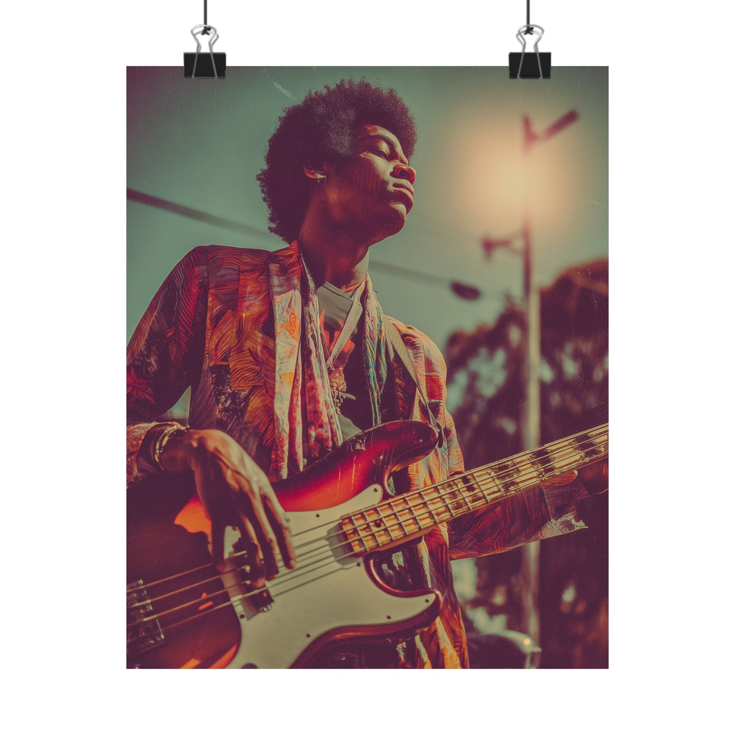 Retro Soul Bassist Matte Poster Vertical Vintage Music Wall Art On Museum Grade Paper Giclee Printing