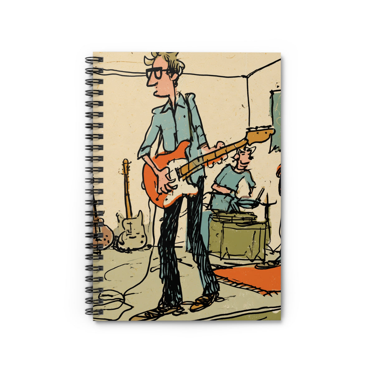 Indie Rock Band Spiral Notebook — Ruled Music Journal