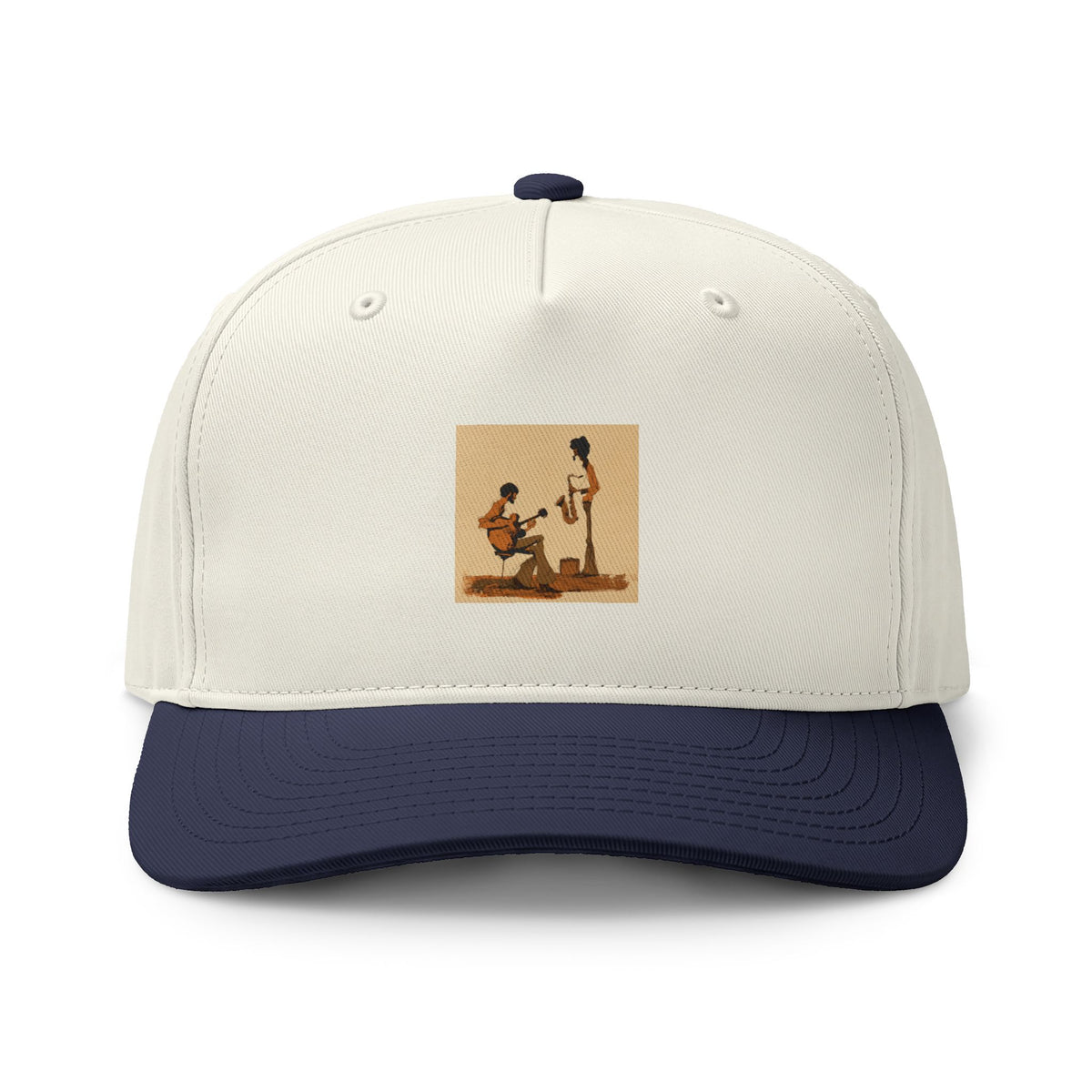 Vintage Street Musician Two Tone Cap, Retro Guitar Hat, Jazz Music Baseball Cap, Music Lover Gift, Indie Musician Trucker Style Hat