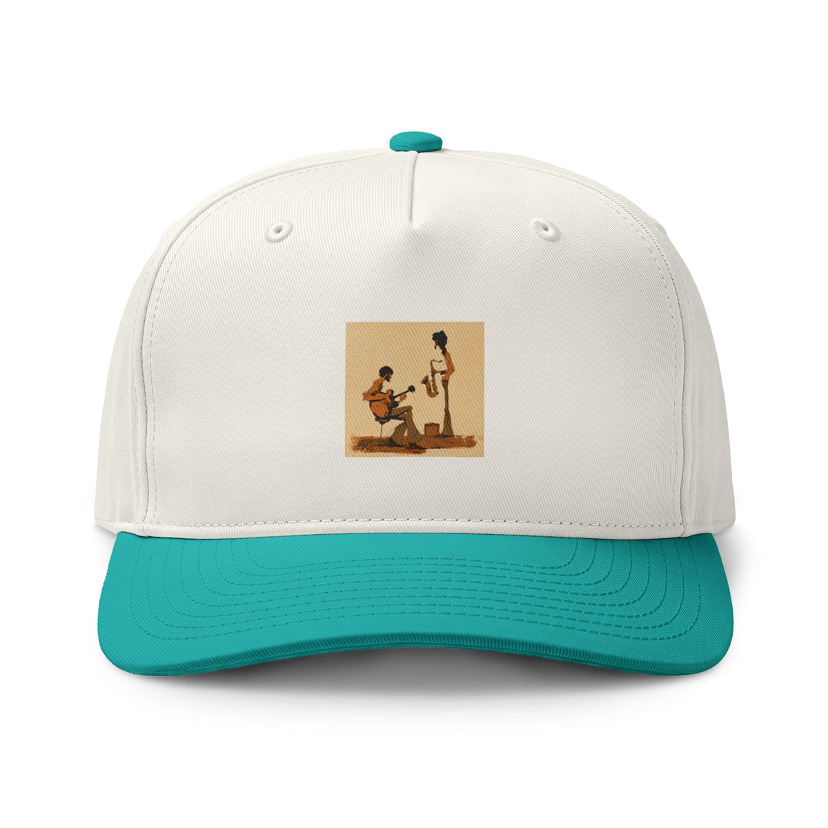 Vintage Street Musician Two Tone Cap, Retro Guitar Hat, Jazz Music Baseball Cap, Music Lover Gift, Indie Musician Trucker Style Hat