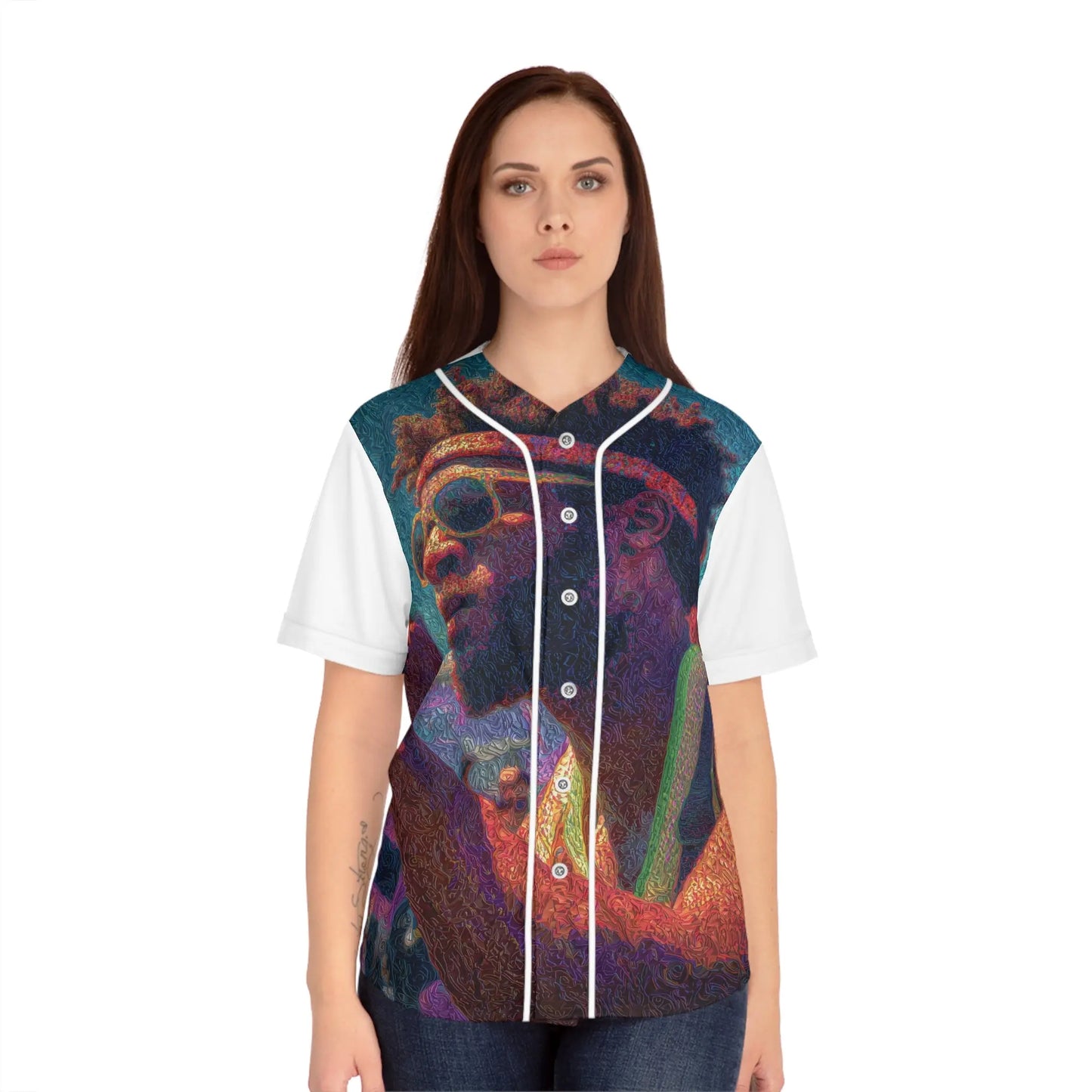 Afrobeat Festival Womens Baseball Jersey Vibrant Concert Print Grainy Sunset Portrait On Breathable Performance Fabric Printify