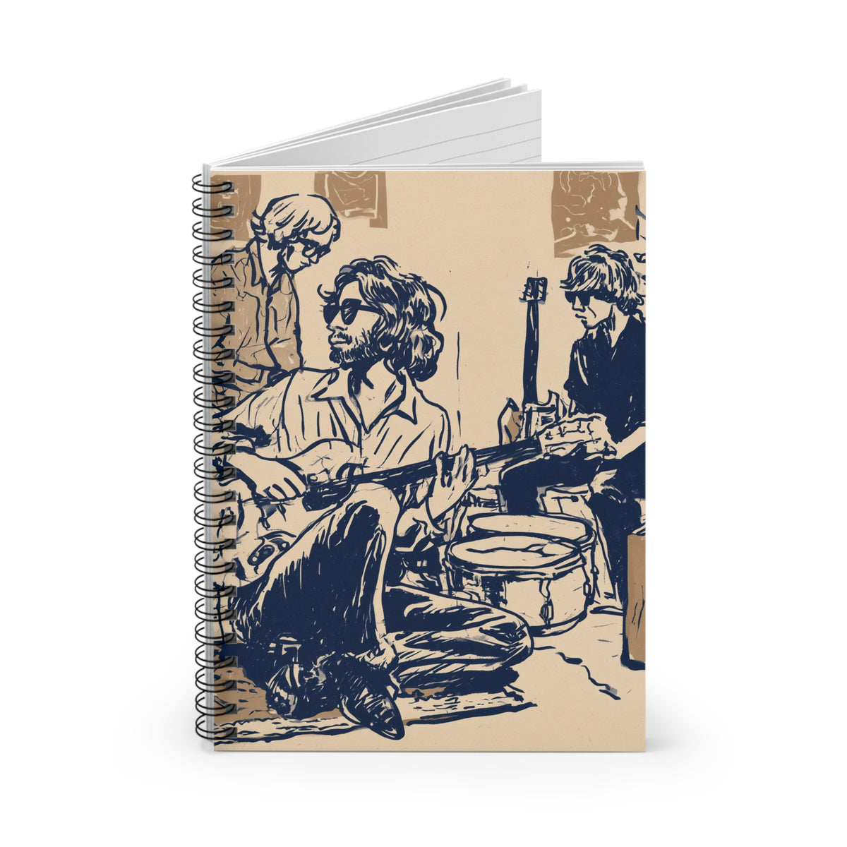 Vintage Band Sketch Spiral Notebook, Retro Music Journal, Guitar Player Notebook, Musician Gift, Indie Band Art Journal, Songwriting Notebook