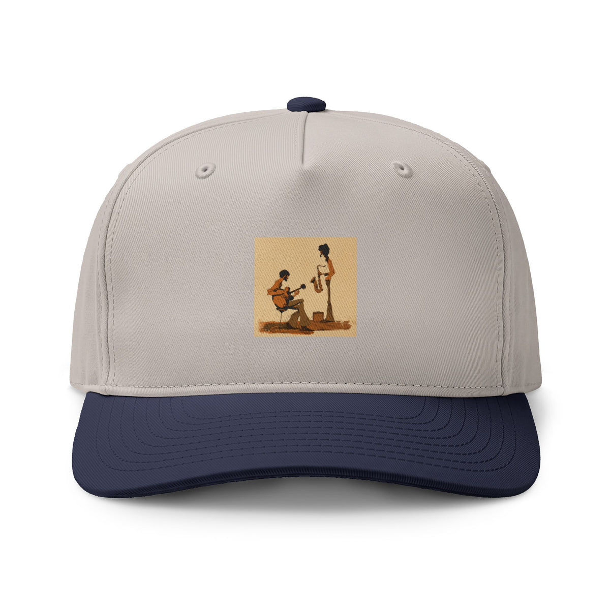 Vintage Street Musician Two Tone Cap, Retro Guitar Hat, Jazz Music Baseball Cap, Music Lover Gift, Indie Musician Trucker Style Hat