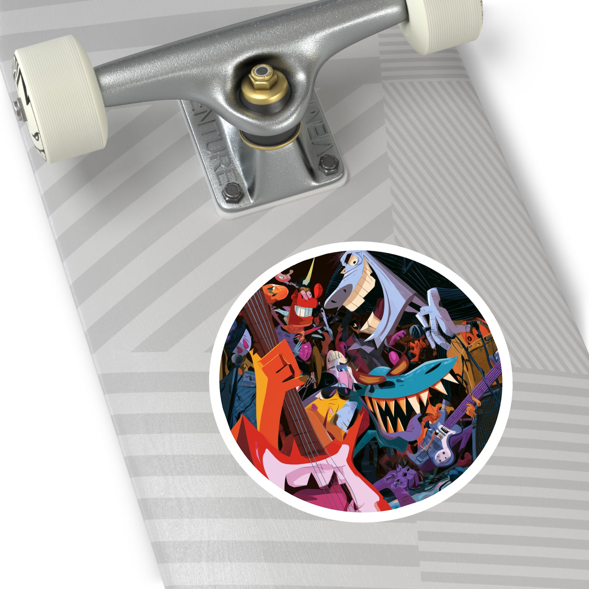 Colorful Music Monster Vinyl Sticker Guitar Band Decal For Laptops