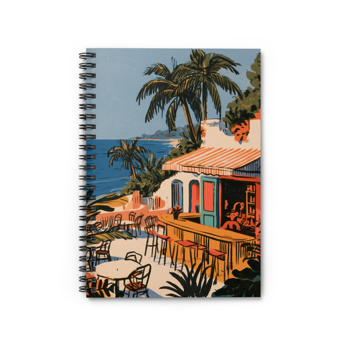 Tropical Beach Café Spiral Notebook – Ruled Journal for Travel Notes & Everyday Writing