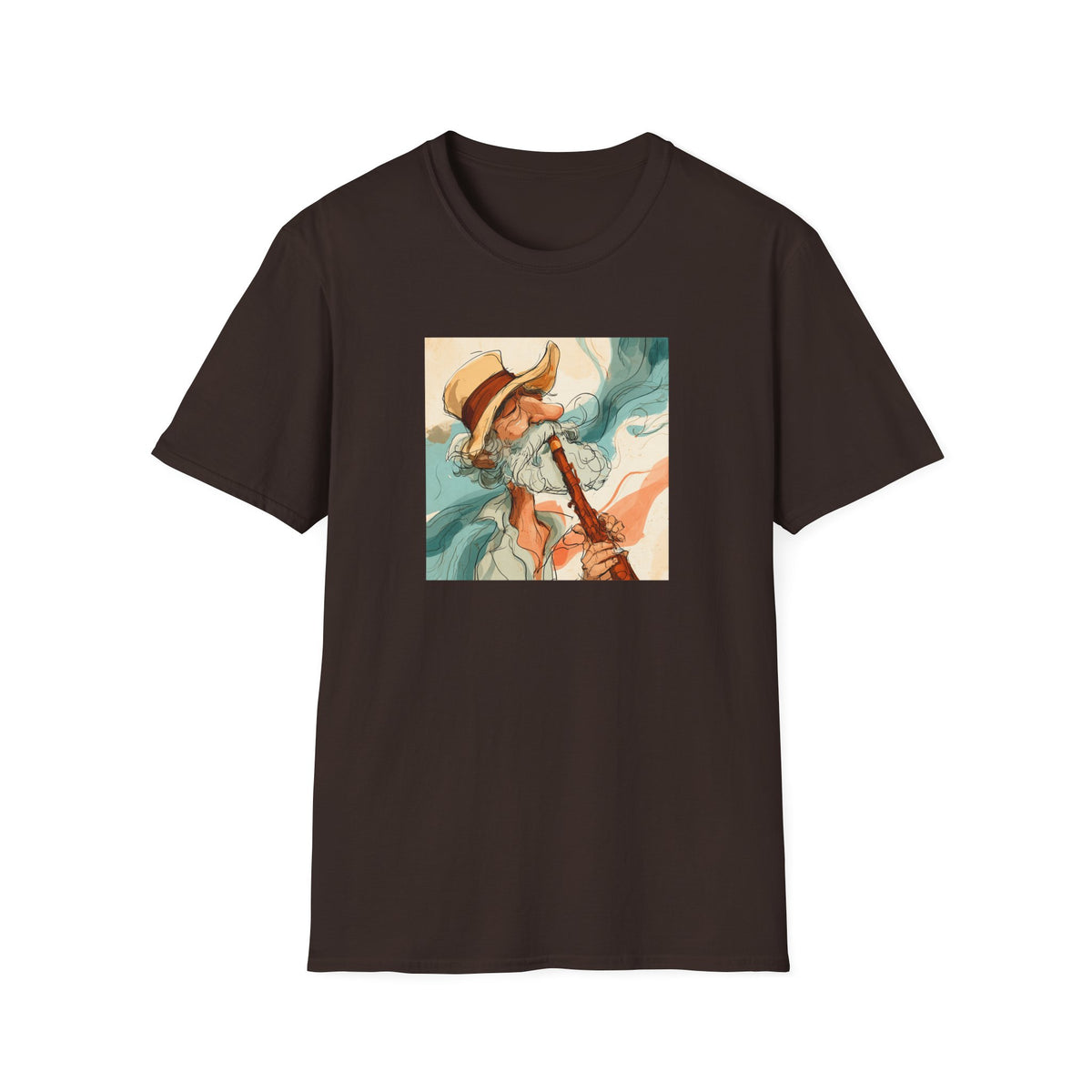 Abstract Coastal Art T-Shirt – Vintage Watercolor Musician Graphic Tee, Retro Boho Fashion, Colorful Artistic Unisex Shirt, Music Lover Gift