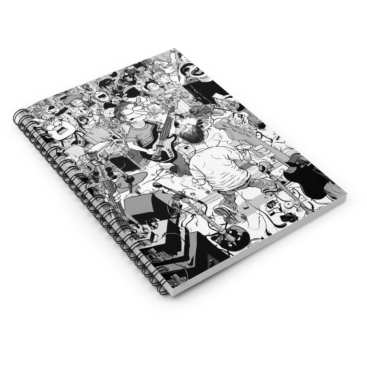 Black White Concert Crowd Spiral Notebook Ruled Music Journal