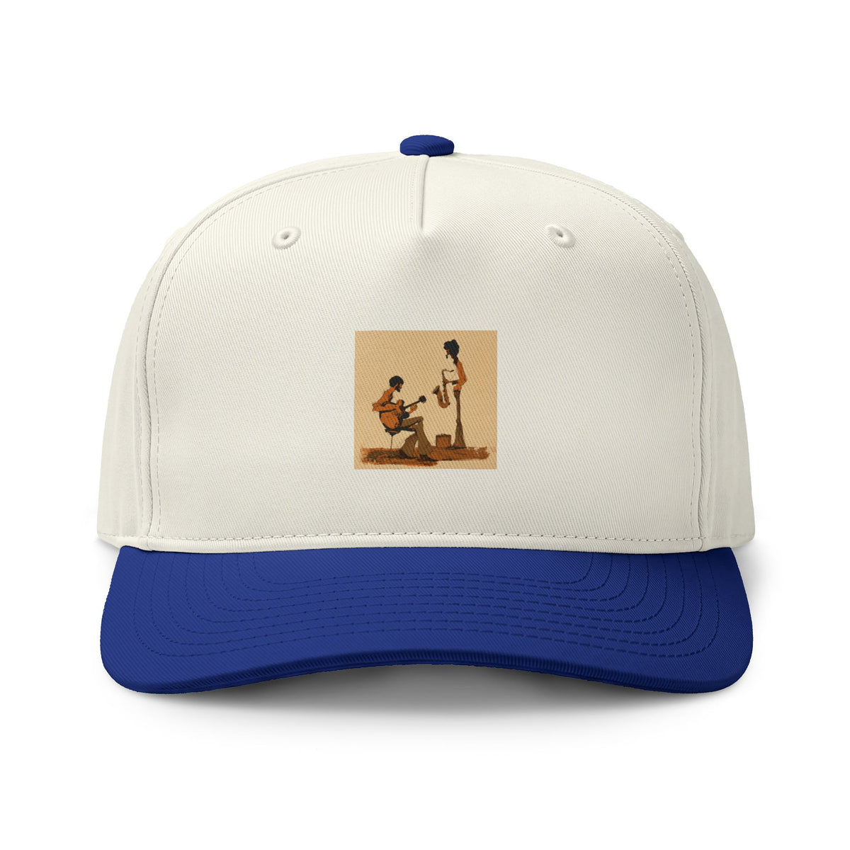 Vintage Street Musician Two Tone Cap, Retro Guitar Hat, Jazz Music Baseball Cap, Music Lover Gift, Indie Musician Trucker Style Hat