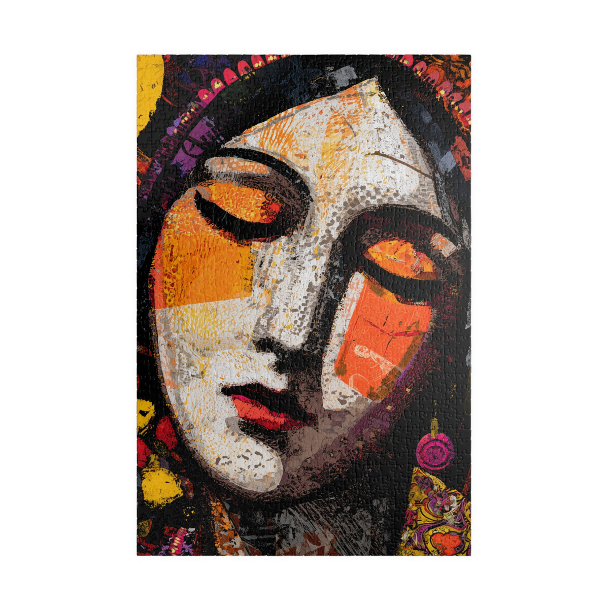 Meditative Woman Jigsaw Puzzle – Colorful Abstract Portrait Art, Boho Inspired Puzzle, Unique Gift for Art Lovers