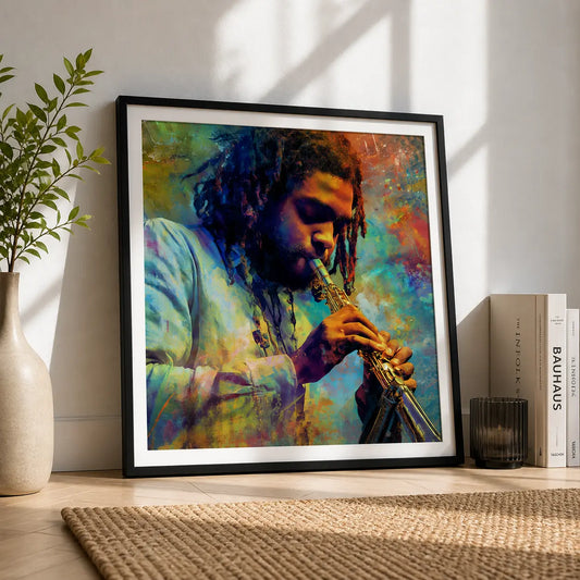 Saxophone Player Matte Poster Colorful Jazz Music Wall Art Vertical For Home Studio Archival Giclee Print Printify
