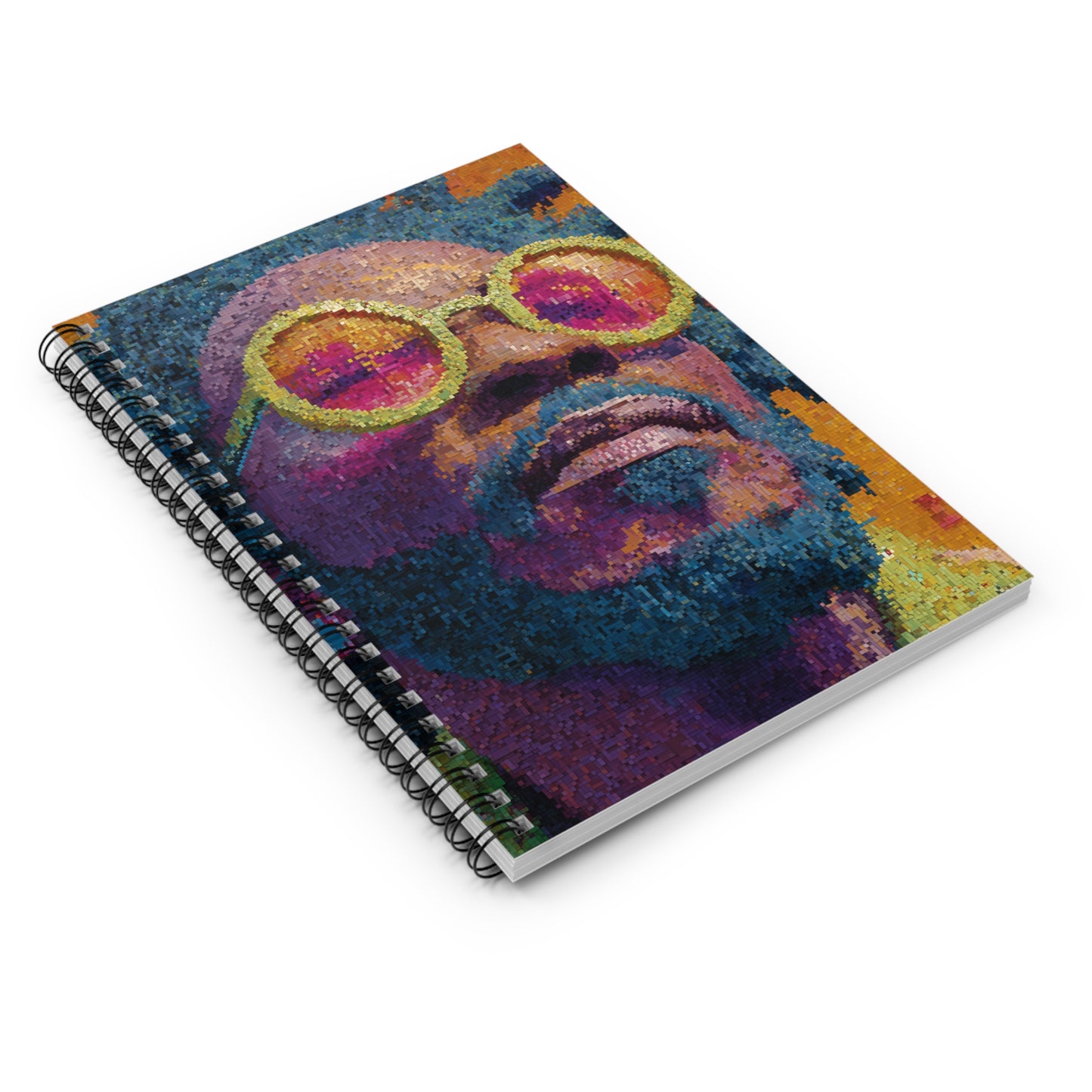 Spiral Notebook With Vibrant Retro Portrait And Yellow Sunglasses Ruled 90Gsm Paper