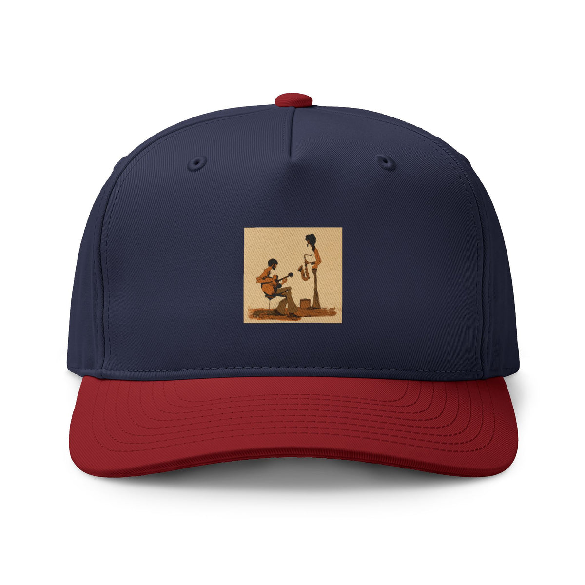 Vintage Street Musician Two Tone Cap, Retro Guitar Hat, Jazz Music Baseball Cap, Music Lover Gift, Indie Musician Trucker Style Hat