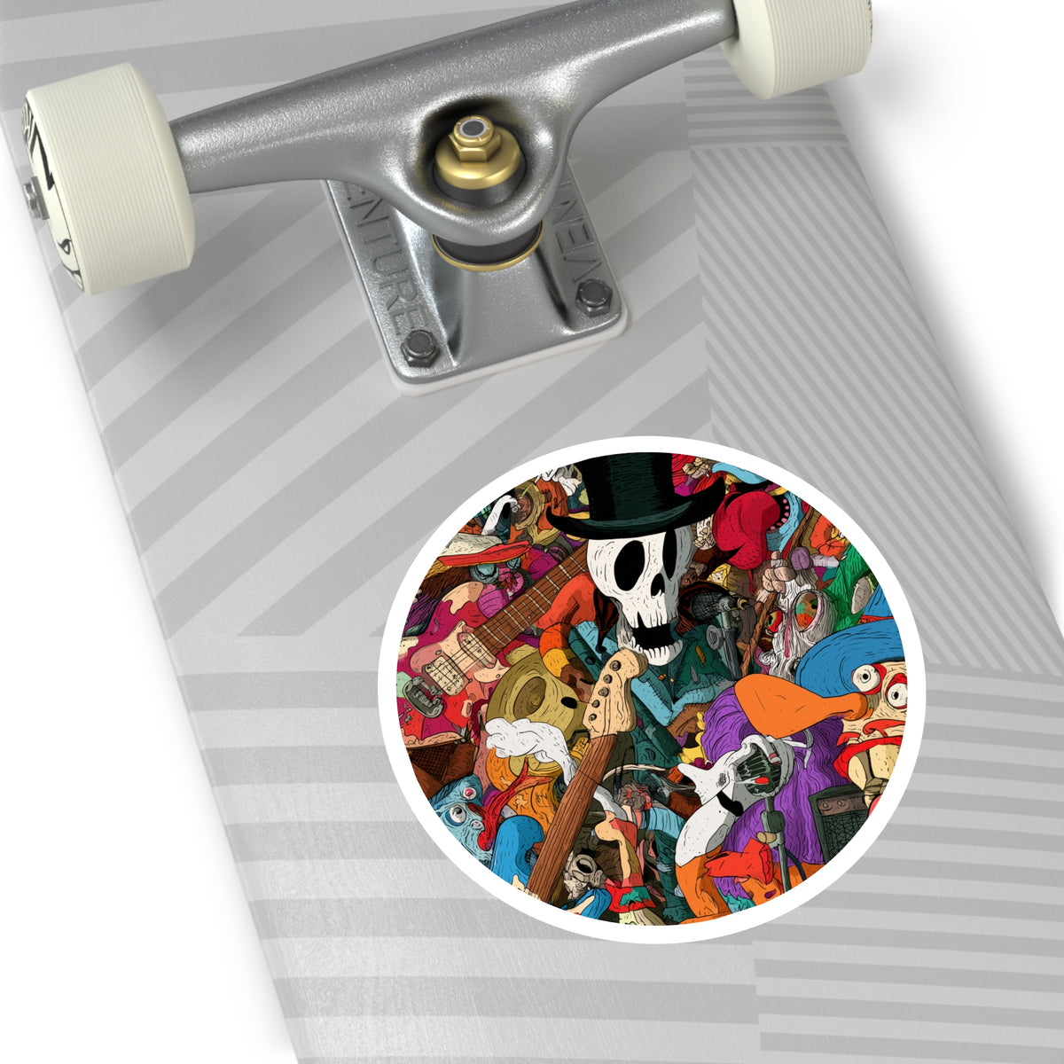 Colorful Skull Rock Band Vinyl Sticker Musician Collage Indoor Outdoor