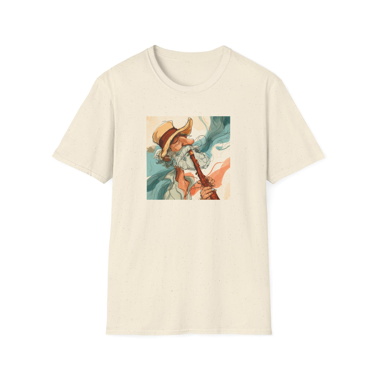 Abstract Coastal Art T-Shirt – Vintage Watercolor Musician Graphic Tee, Retro Boho Fashion, Colorful Artistic Unisex Shirt, Music Lover Gift