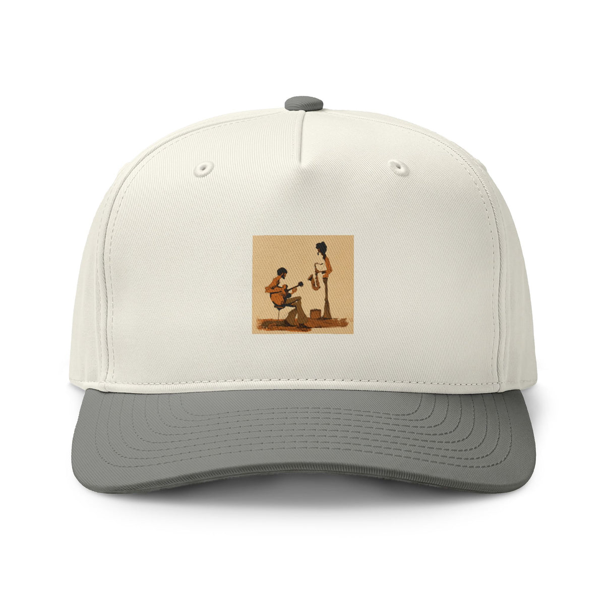 Vintage Street Musician Two Tone Cap, Retro Guitar Hat, Jazz Music Baseball Cap, Music Lover Gift, Indie Musician Trucker Style Hat