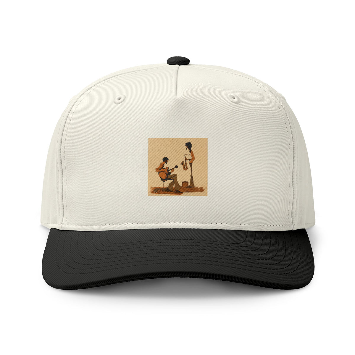 Vintage Street Musician Two Tone Cap, Retro Guitar Hat, Jazz Music Baseball Cap, Music Lover Gift, Indie Musician Trucker Style Hat