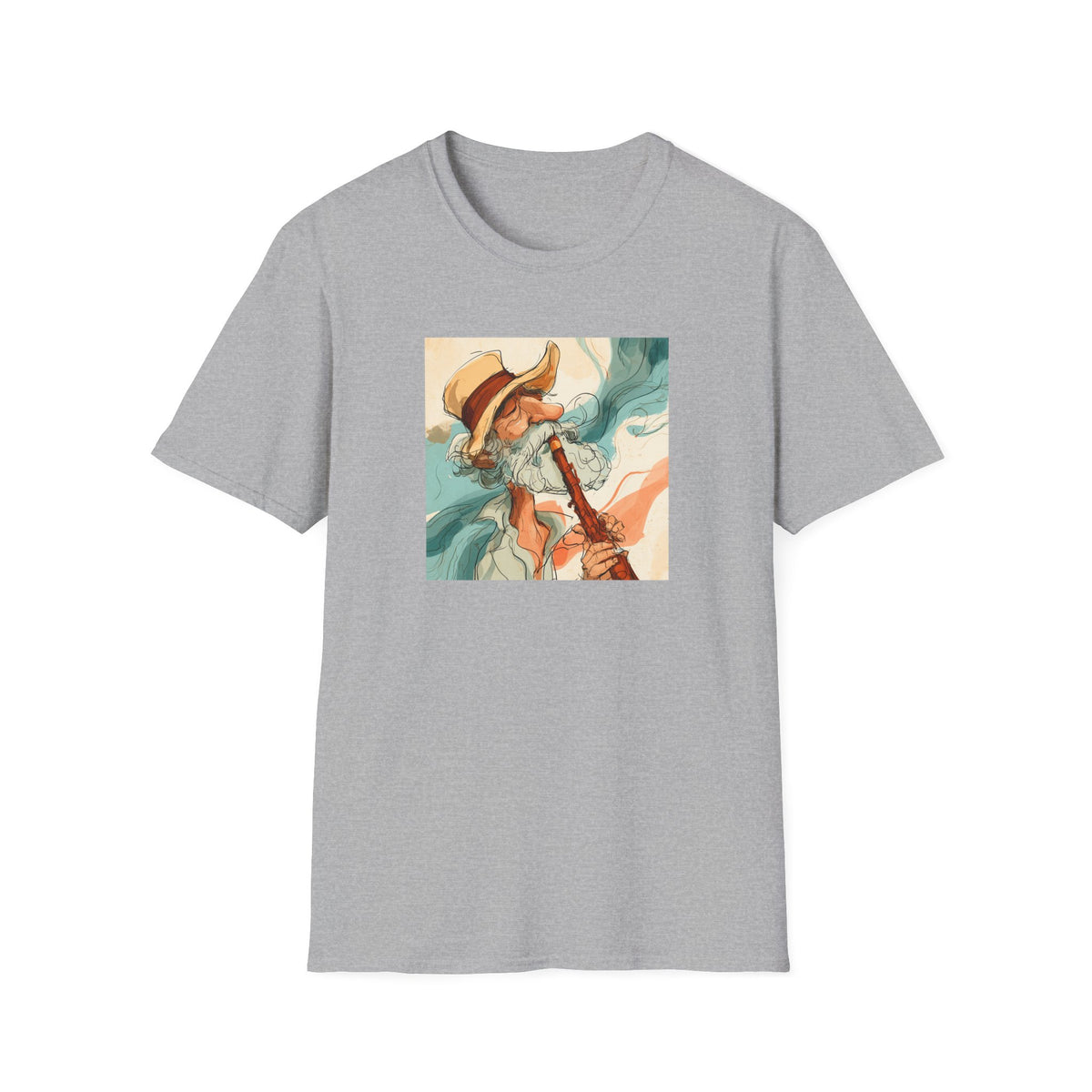 Abstract Coastal Art T-Shirt – Vintage Watercolor Musician Graphic Tee, Retro Boho Fashion, Colorful Artistic Unisex Shirt, Music Lover Gift