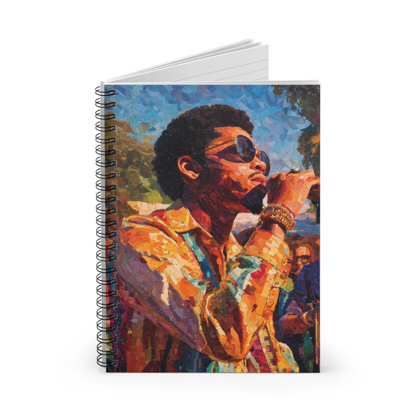 Spiral Notebook With Vintage Soul Singer Art Cover Ruled Paper For Lyrics Journals 90 Gsm