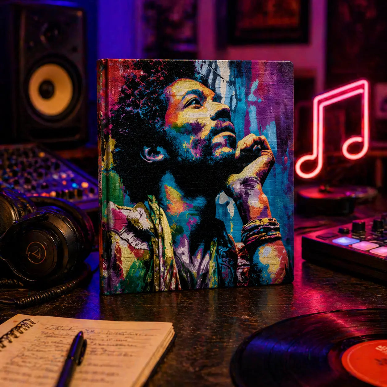 Colorful Portrait Hardcover Journal With Bold Painterly Artwork And Matte Laminated Cover Printify