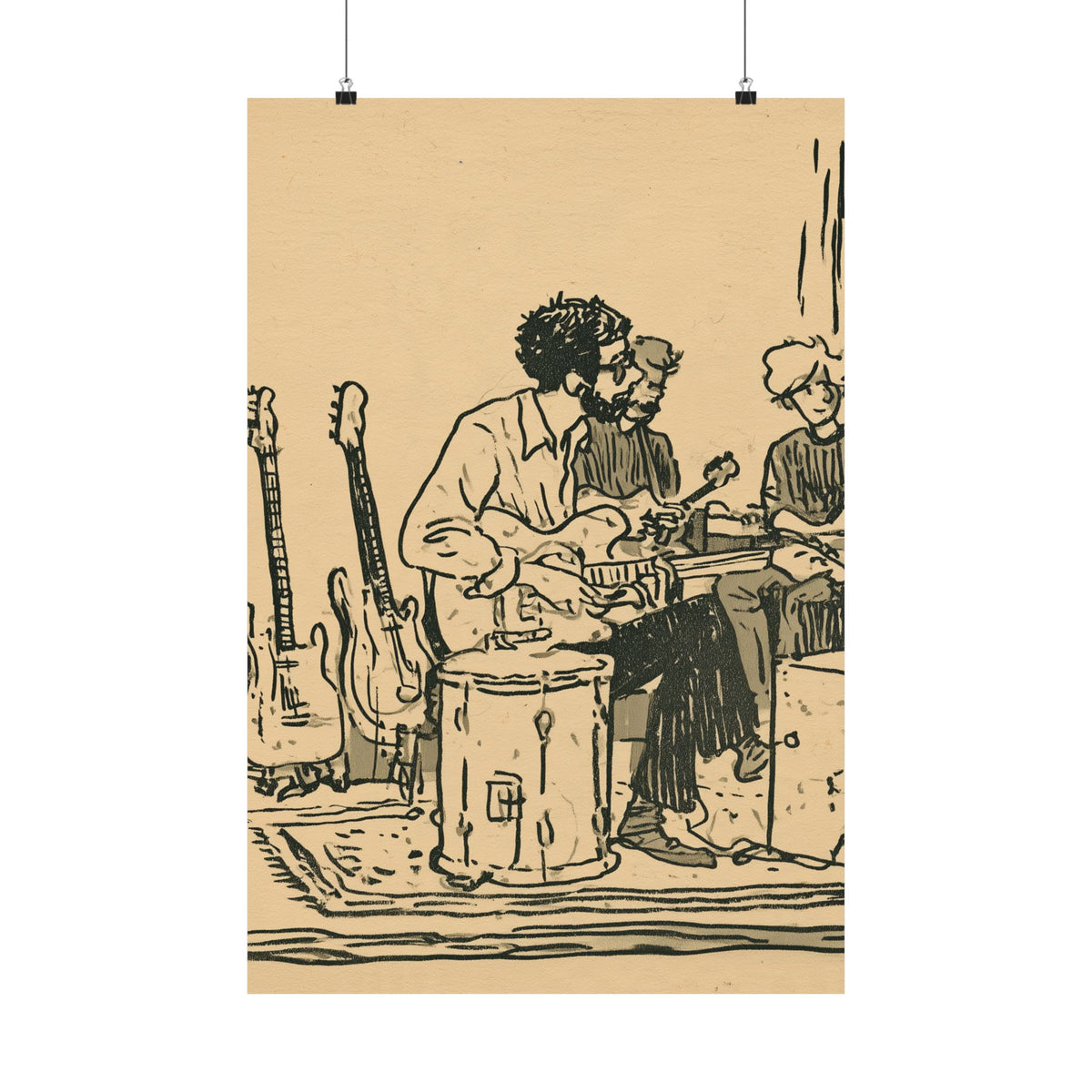 Vintage Acoustic Band Poster, Retro Music Wall Art, Guitar Player Print, Indie Folk Decor, Musician Gift, Jam Session Art, Music Room Decor