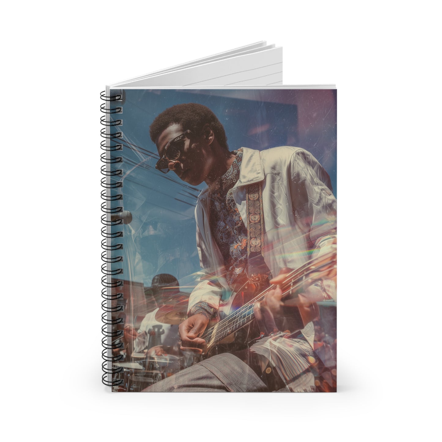 retro live music spiral notebook studio music lifestyle shot