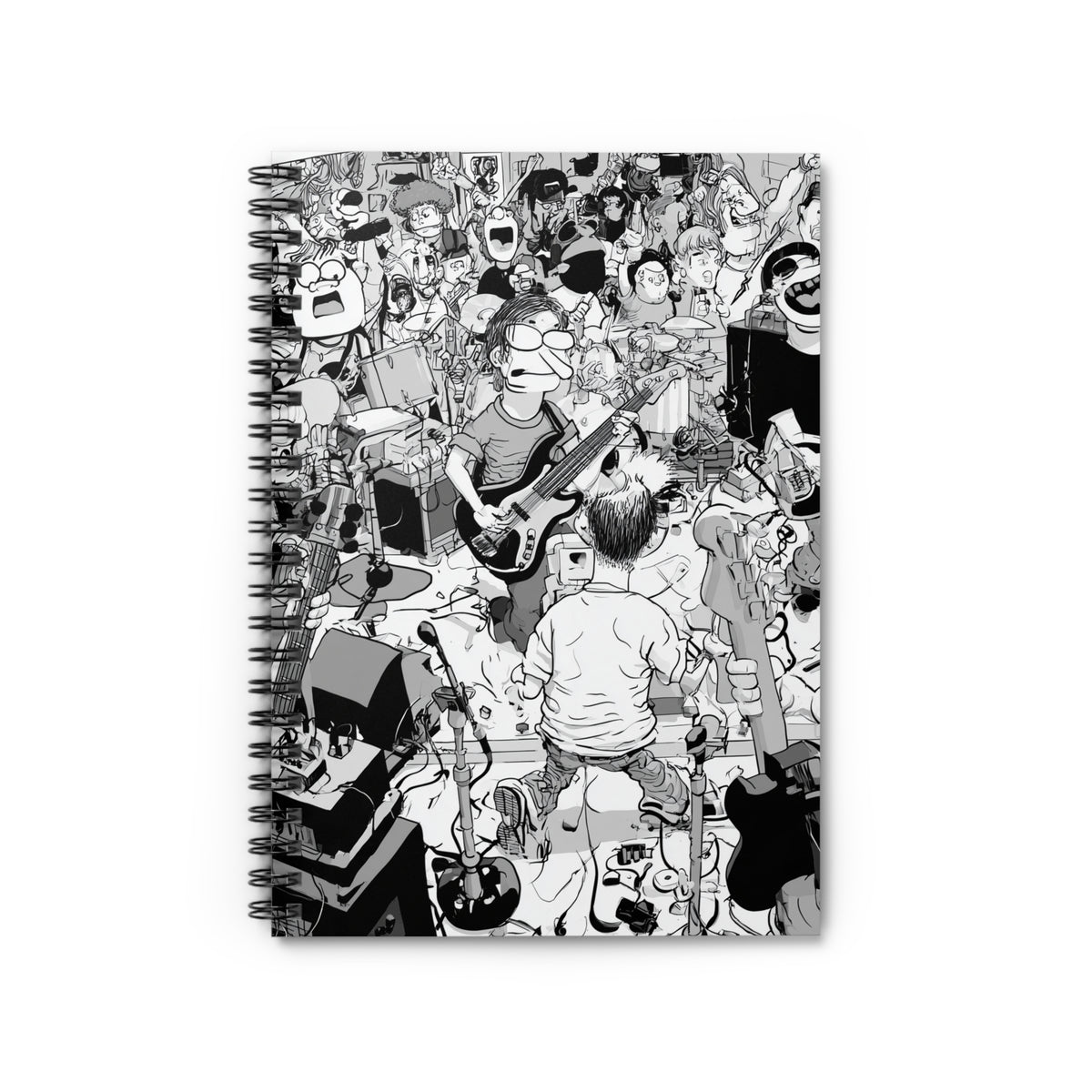 Black White Concert Crowd Spiral Notebook Ruled Music Journal