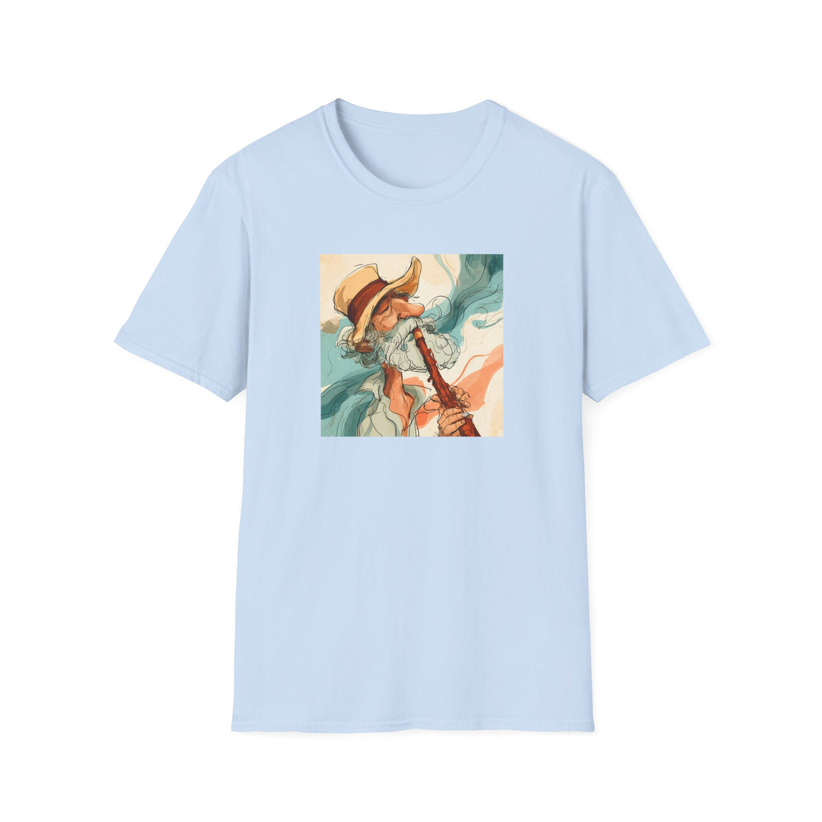 Abstract Coastal Art T-Shirt – Vintage Watercolor Musician Graphic Tee, Retro Boho Fashion, Colorful Artistic Unisex Shirt, Music Lover Gift