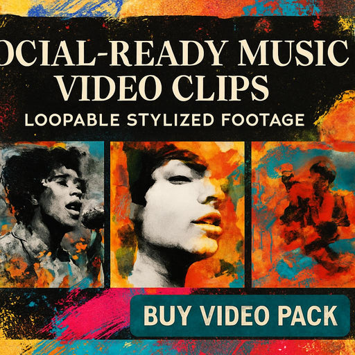 Promotional graphic for social-ready music video clips with stylized footage and call to action.