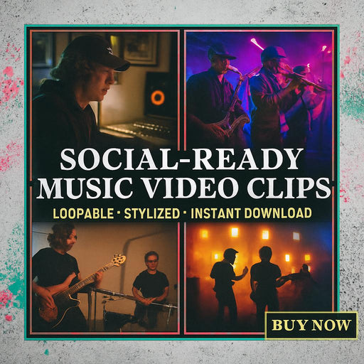 Promotional graphic for social-ready music video clips 
