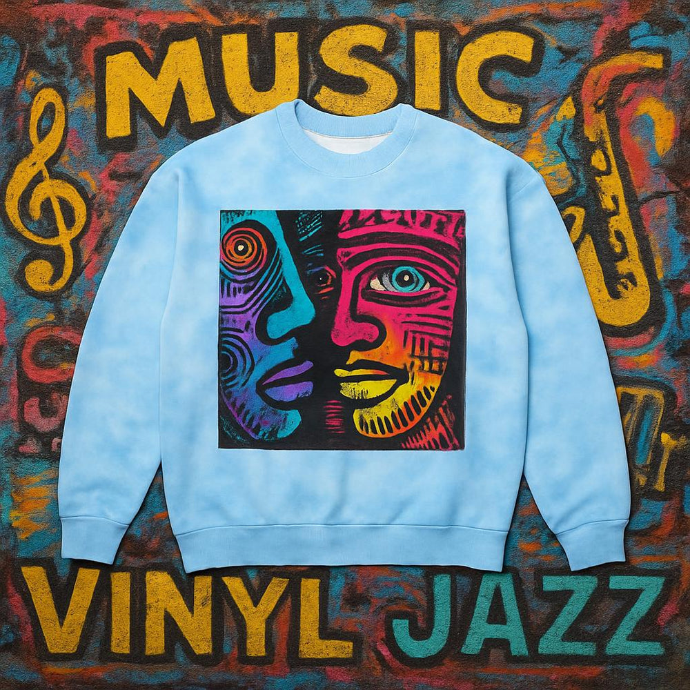Electric Faces Neon Tie‑Dye Crewneck – Music Andy Designs