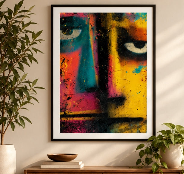 Abstract Graffiti Face Poster — Matte Vertical Art Print