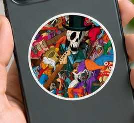 Colorful Skull Rock Band Vinyl Sticker Musician Collage Indoor Outdoor