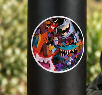 Colorful Music Monster Vinyl Sticker Guitar Band Decal For Laptops