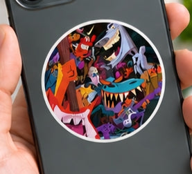 Colorful Music Monster Vinyl Sticker Guitar Band Decal For Laptops