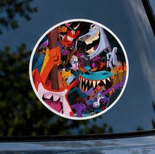 Colorful Music Monster Vinyl Sticker Guitar Band Decal For Laptops