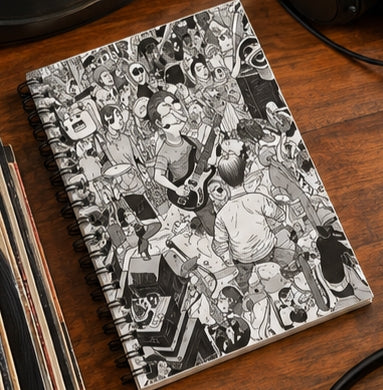 Black White Concert Crowd Spiral Notebook Ruled Music Journal