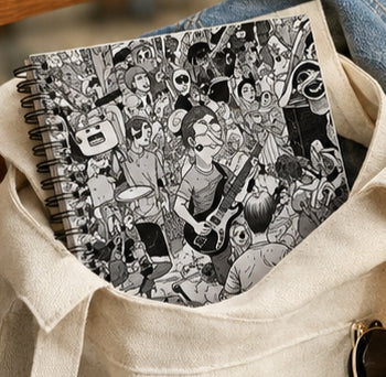 Black White Concert Crowd Spiral Notebook Ruled Music Journal