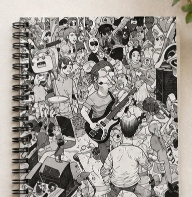 Black White Concert Crowd Spiral Notebook Ruled Music Journal