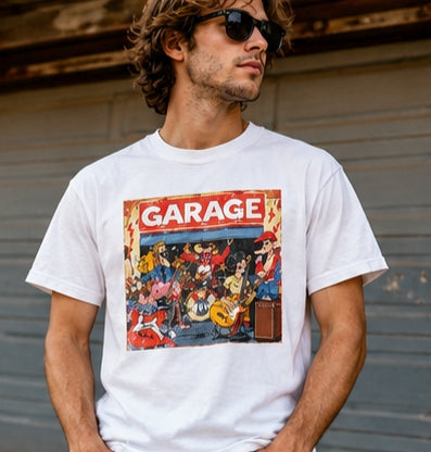 Retro Garage Band T-Shirt, Vintage Rock Music Tee, Cartoon Band Shirt, Music Lover Gift, Guitar Player Tee, Retro Concert Apparel