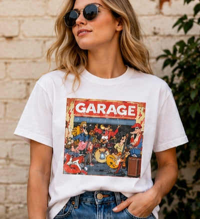 Retro Garage Band T-Shirt, Vintage Rock Music Tee, Cartoon Band Shirt, Music Lover Gift, Guitar Player Tee, Retro Concert Apparel