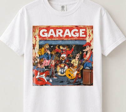 Retro Garage Band T-Shirt, Vintage Rock Music Tee, Cartoon Band Shirt, Music Lover Gift, Guitar Player Tee, Retro Concert Apparel
