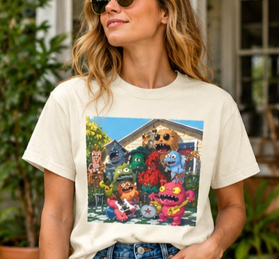 Cartoon Monster Band T-Shirt, Retro Music Tee, Funny Monster Rock Shirt, Porch Party Shirt, Colorful Band Tee, Music Lover Gift