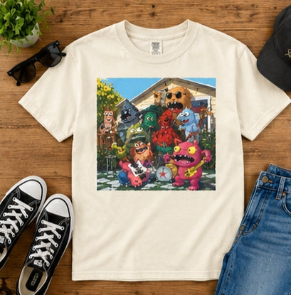 Cartoon Monster Band T-Shirt, Retro Music Tee, Funny Monster Rock Shirt, Porch Party Shirt, Colorful Band Tee, Music Lover Gift
