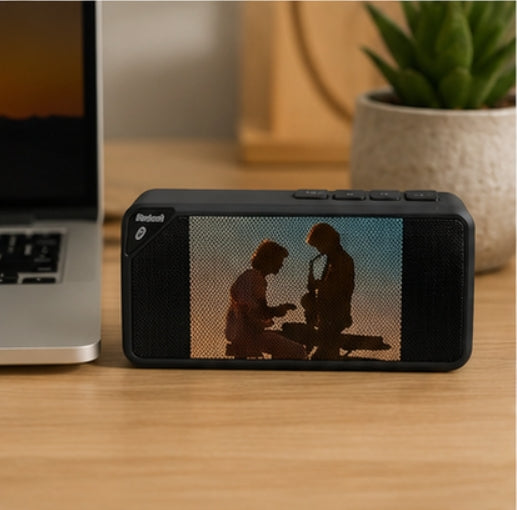 Portable Bluetooth Speaker With Retro Sunset Design And Clear Wireless Sound