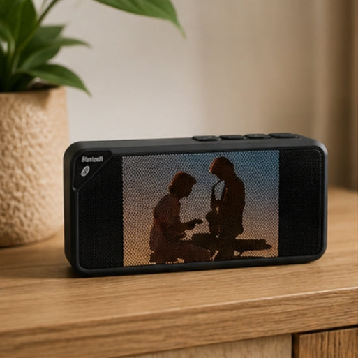 Portable Bluetooth Speaker With Retro Sunset Design And Clear Wireless Sound