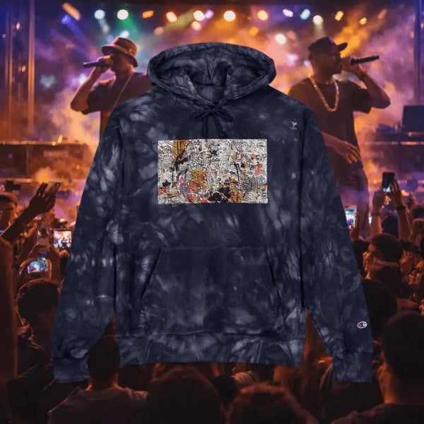 Abstract Pulse Tie‑Dye Champion Hoodie – Music Andy Designs - MusicandydesignsHoodie
